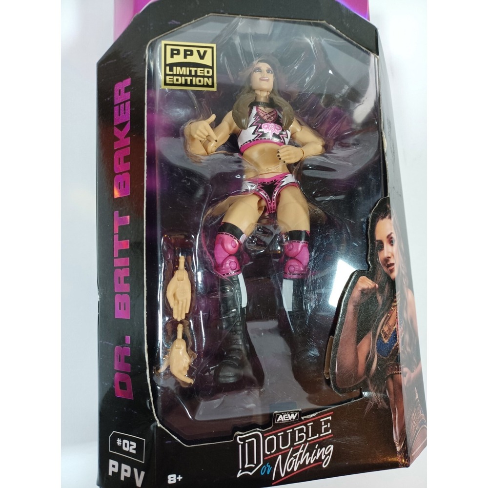 DR. BRITT BAKER~AEW PPV LIMITED ED COLL~2024 NEW WRESTLING FIGURE~W/HANDSboxdam